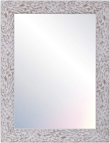 CHELY INTERMARKET MOD105 Espejo De Pared Decorativo Grande Marco Madera Brillante Estilo Moderno para Dormitorio Salón Oficina Entrada 60x80cm Vertical Horizontal Hecho En España Blanco