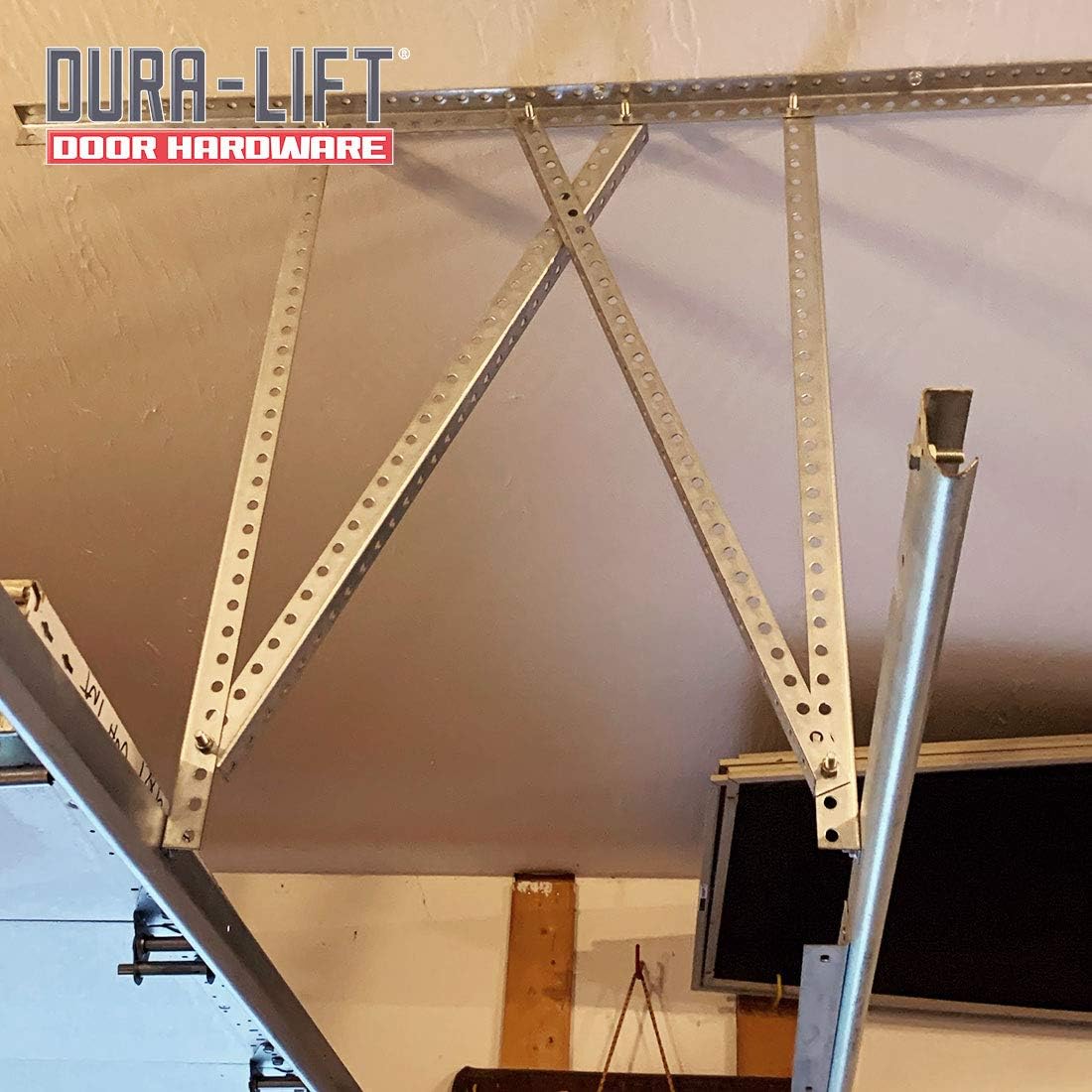 DURA-LIFT 1-1/8 in. x 24 in. Galvanized 14-Gauge Steel Punched Angle Iron Bracket & Mounting Hardware (4-Pack)