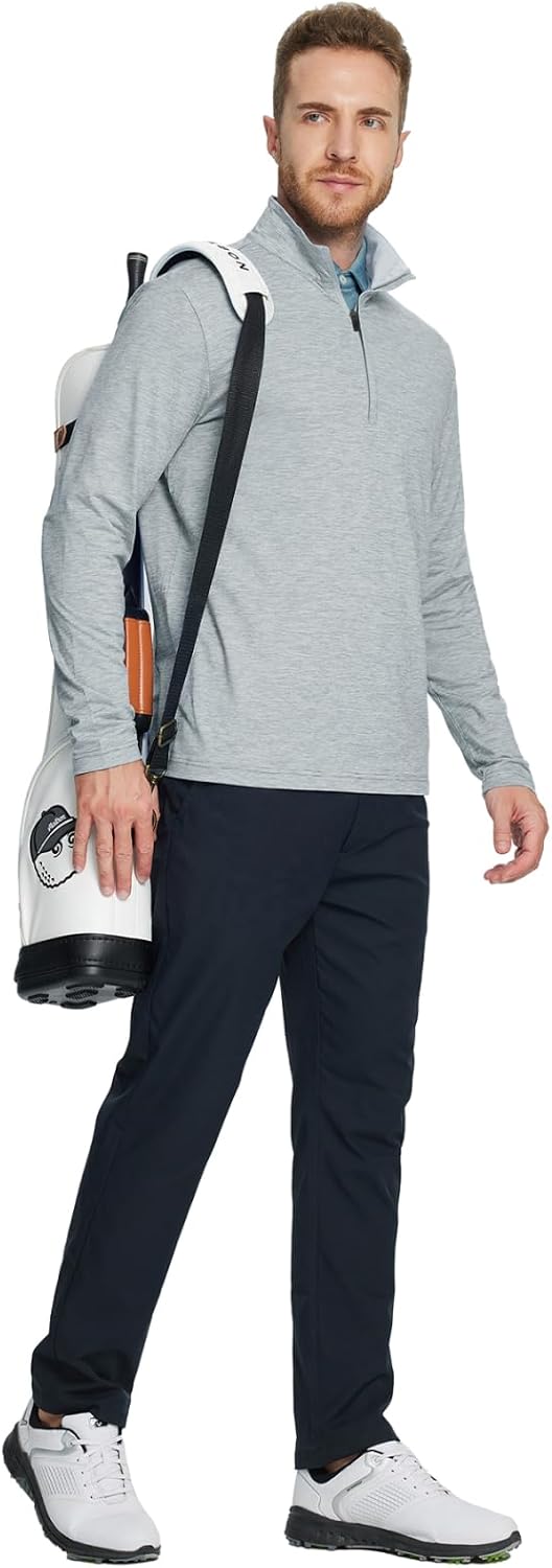 Rouen Quarter Zip Pullover Men Performance Dry Fit Mock Neck Brushed Casual Sports Golf Mens 1/4 Zip Pullover Sweatshirts