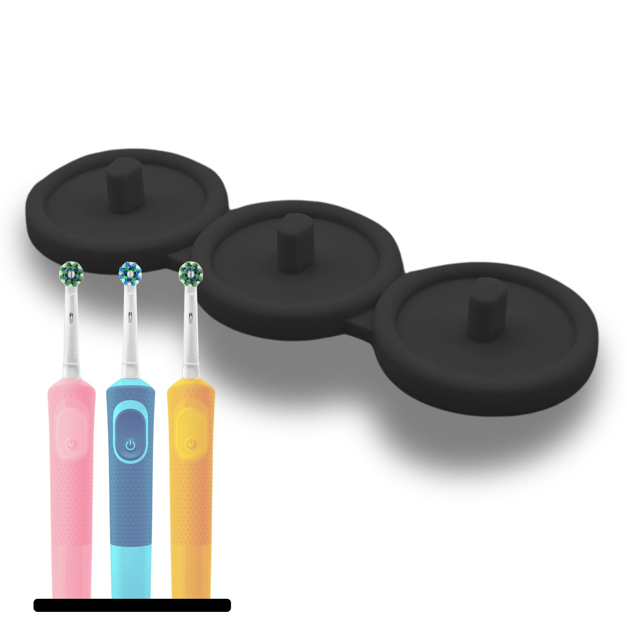 Oral Care Brand Electric Toothbrush Stand & Drip Tray (Black, Triple)