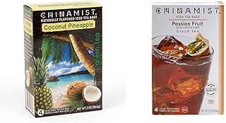 China Mist - Naturally Flavored Coconut Pineapple Green Iced Tea Bags - Each Tea Bag Yields 1/2 Gallon & Passion Fruit Bla...
