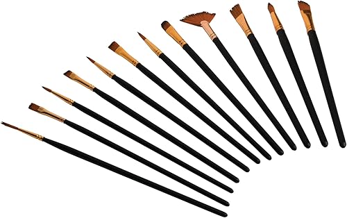 Performance Tool W228 - Juego de 12 pinceles de pintura con cerdas de nailon y asas de madera, ideal para detalles automotrices, hogar y proyectos