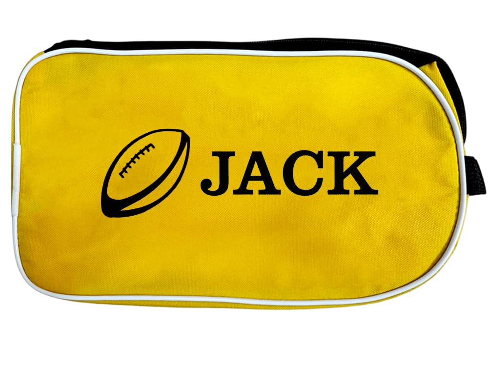 Personalized Sport Football Boot Bag,Shoes Bag, School, Sports, PE (Yellow_Rugby_Ball) โ image 1