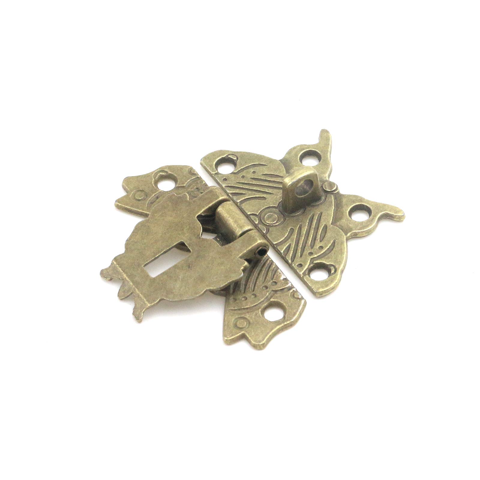 Quluxe 5 Pcs Butterfly Latch Hasp with Screws, Small Wooden Jewelry Boxes Suitcase Cabinet Antique Lock Latches- Bronze 1