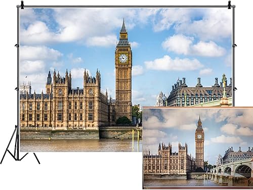 Leyiyi Fondo de fotografía Big Ben de 20 x 10 pies, torre Elizabeth Tower Inglaterra, Parlamento de Inglaterra, puente de Westminster, monumento de