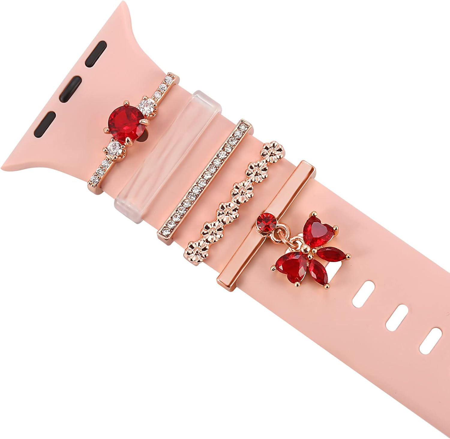 Dijes decorativos de silicona compatibles con Apple Watch de 1.77 pulgadas, 1.73 pulgadas, 1.65 pulgadas, 1.65 pulgadas, 1.61 pulgadas, 1.57