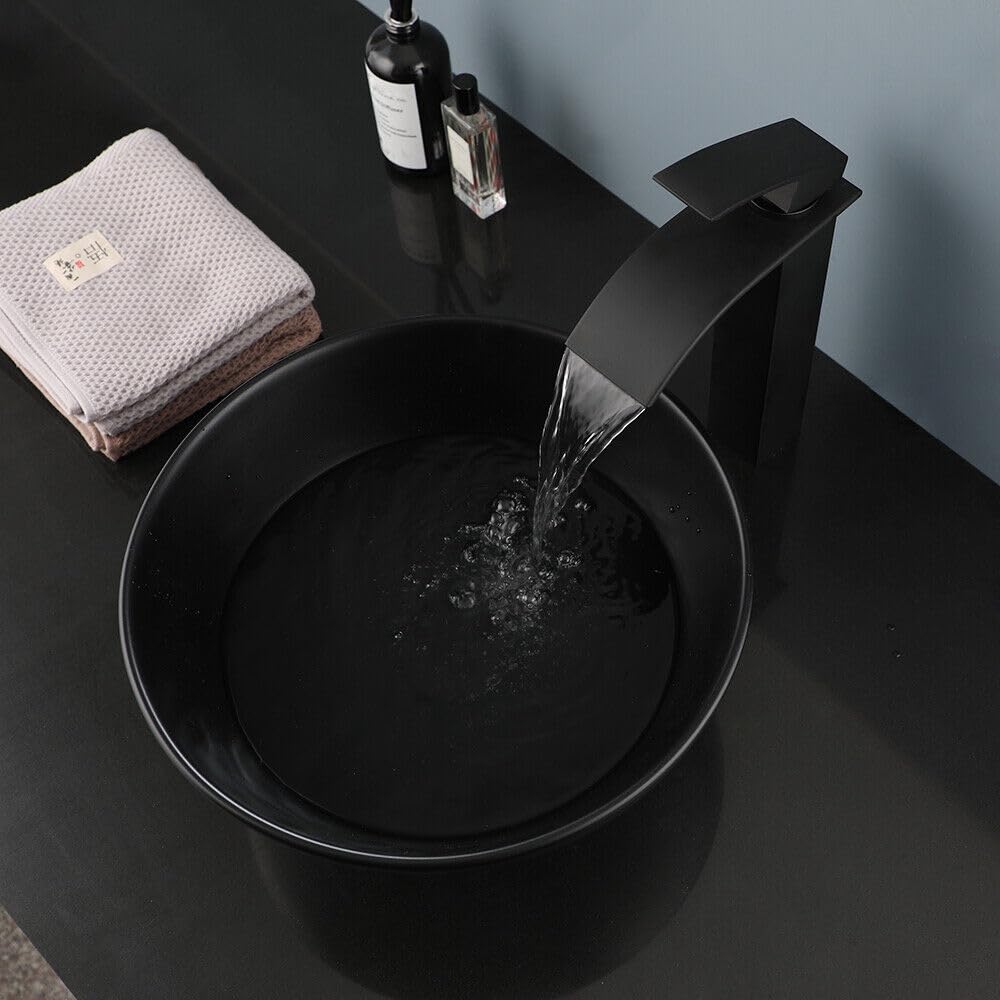 13 Zoll Waschbecken Keramik Rund Schwarz