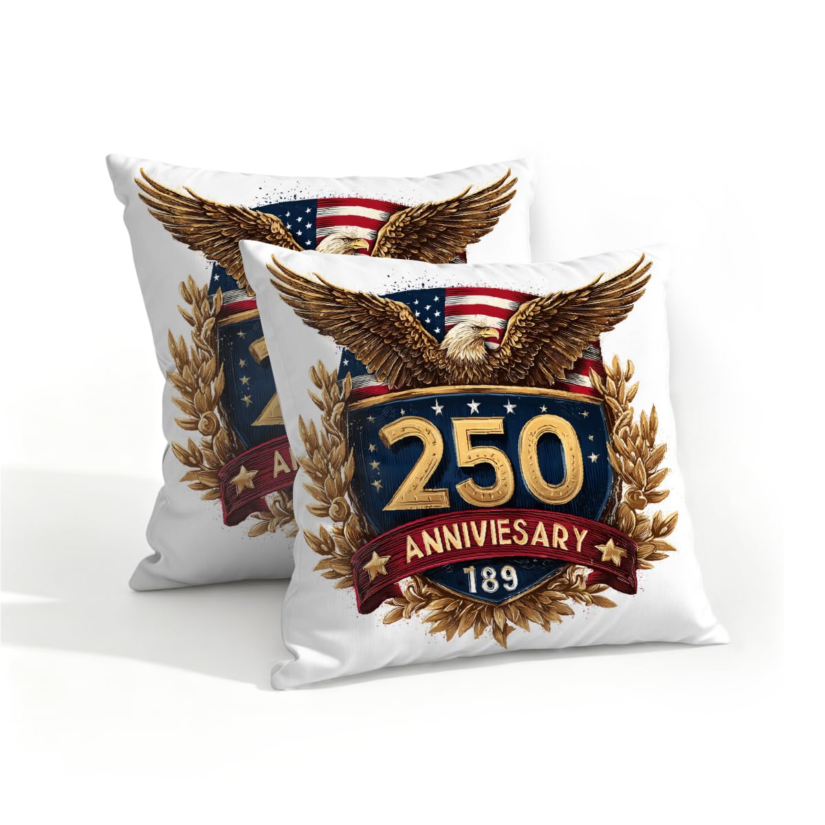 Outdoor Pillow Covers Waterproof Pillowcases 16x16in Set of 2 4th of July 250th Anniversary Eagle Decorative Throw Cushion Case for Couch Sofa Garden Patio Furniture