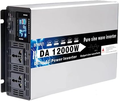 72V to 110V,Car Power Inverter,12000W Pure Sine Wave Power Inverterwith LCD Display 2 AC Outlets DC 12V 24V 48V 60V 72V to AC 110V 220V Power Converter for Rvs, Campers, Home