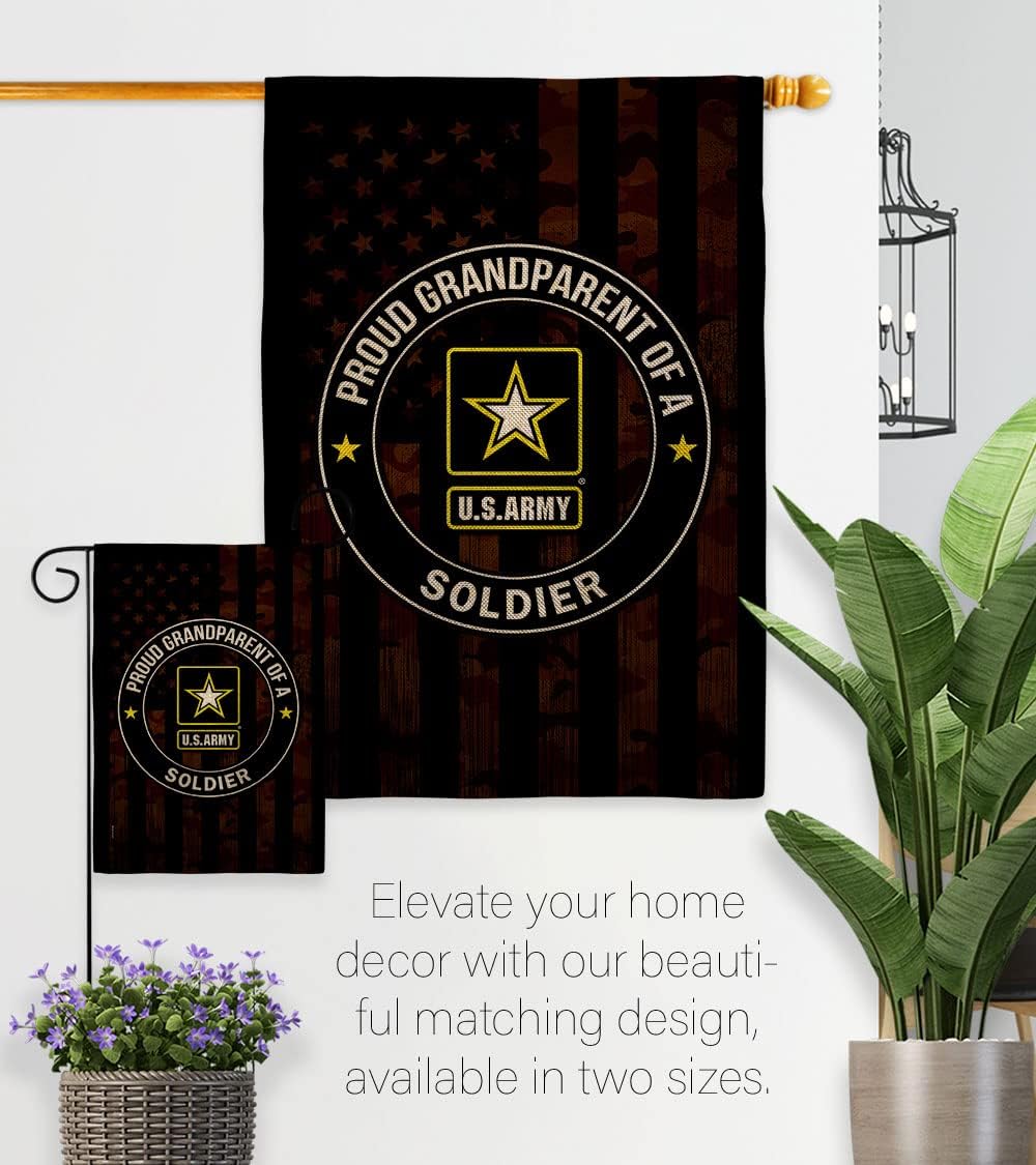 Proud Grandparent Army Burlap Garden Flag - Armed Forces Rangers United State American Military Veteran Retire Official - House Decoration Banner Small Yard Gift Double-Sided Made in USA 13 X 18.5