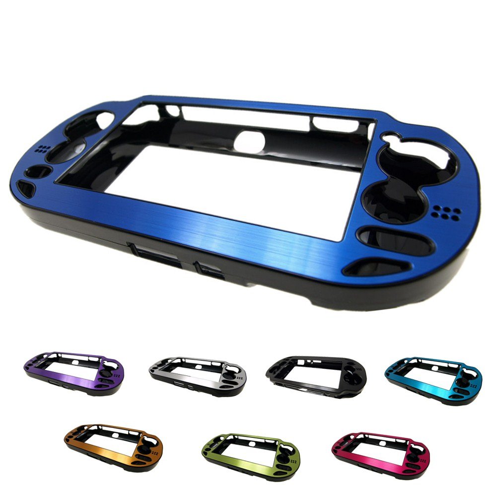 For PlayStation PS VITA (1st Gen PCH-100x Not for Silm Version) Aluminum Brushed Metal Plated Plastic Crystal Case Skin Protector Cover + Free Screen Protector