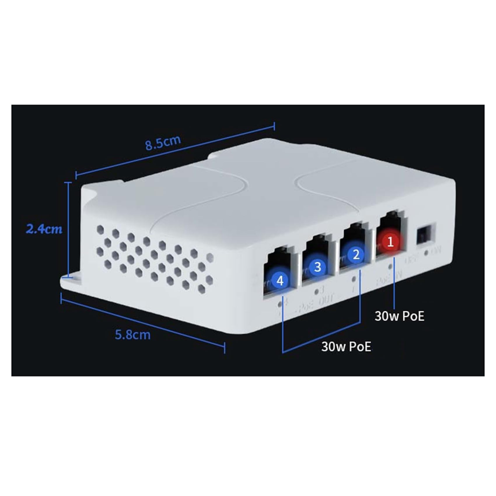 Bloepum 2Pcs 4 Ports 1 to 3 Port PoE Extender Passive Cascadable IEEE802.3Af 100Mbs for IP Transmission Repeater Switch NVR IP