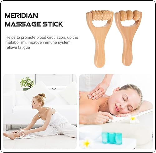 Miniatura 9 de 2 rodillos de masaje de madera, herramientas de masaje de terapia de madera, rodillo de cuello, masajeador de punto de gatillo de madera, masaje