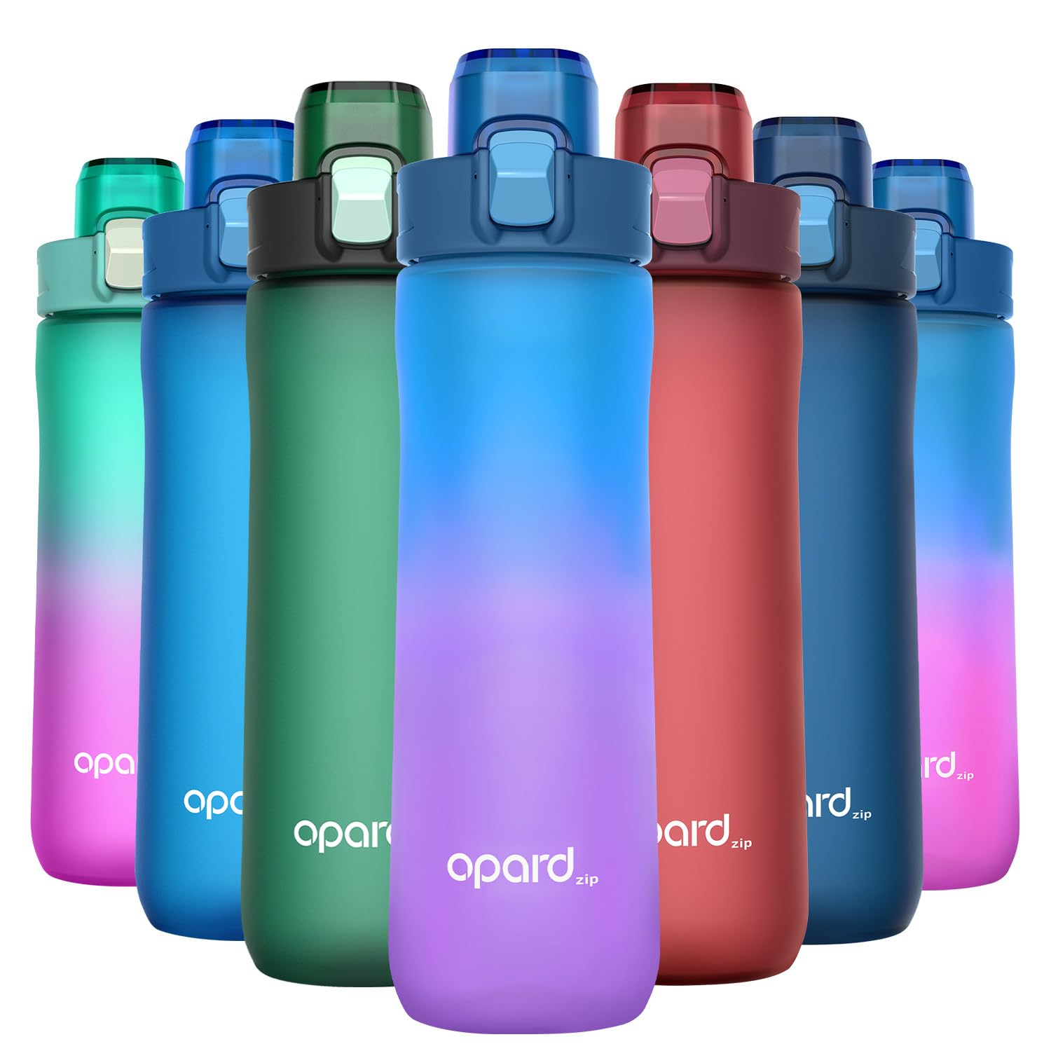 Opard Zip 600ml Plastic Water Bottle Dishwasher Safe, Leakproof Flip-Top Lid, BPA Free Tritan, Wide Mouth Reusable Kids Water Bottle for School Hiking Commuting Outdoor Travel and Gym
