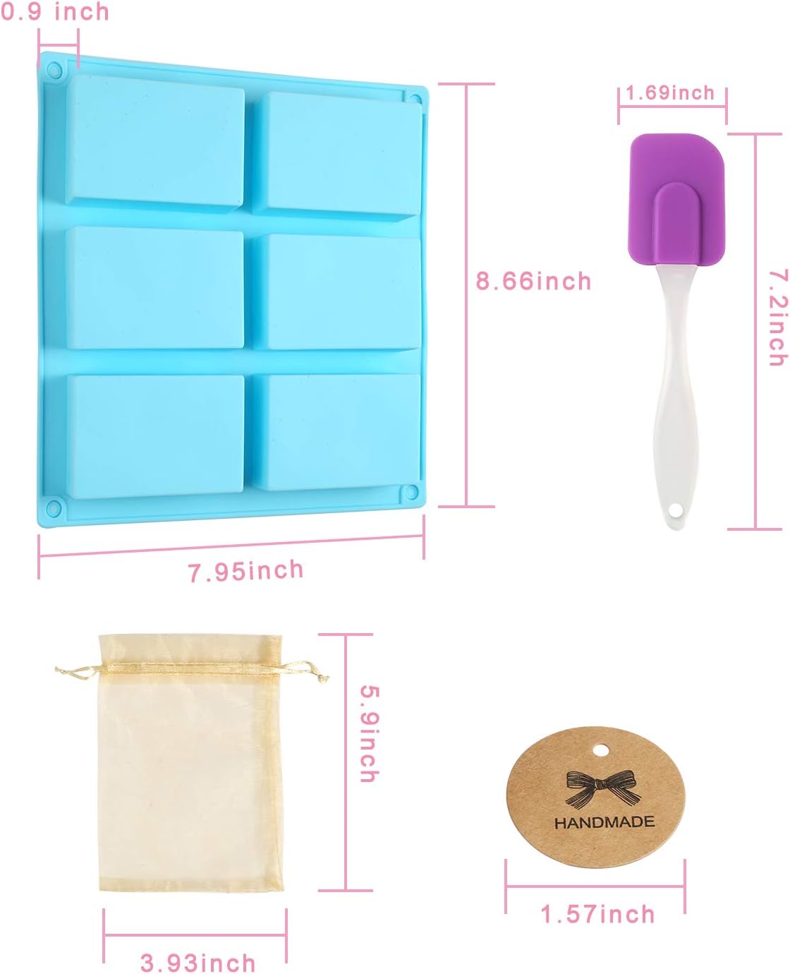 Aoibrloy 104pcs Silicone Soap Making Molds and Set Soap Making Kit with Gift Bag, Lable, Scraper for Making Soap and DIY Homemade Soap Craft : Kitchen & Dining