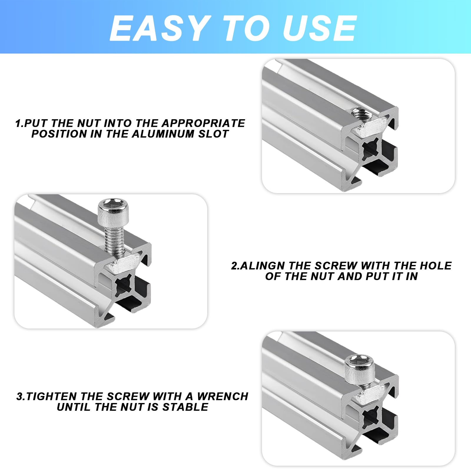 40 X T-Slot Nuts M5 Nut 6 Type B T-Slot Nut Set, T-Nut M5 T-Slot Nuts