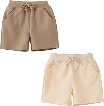HahaNice Toddler Boys Girls Cotton Jogger Shorts,Little Kids Active Sport Shorts with Drawstring