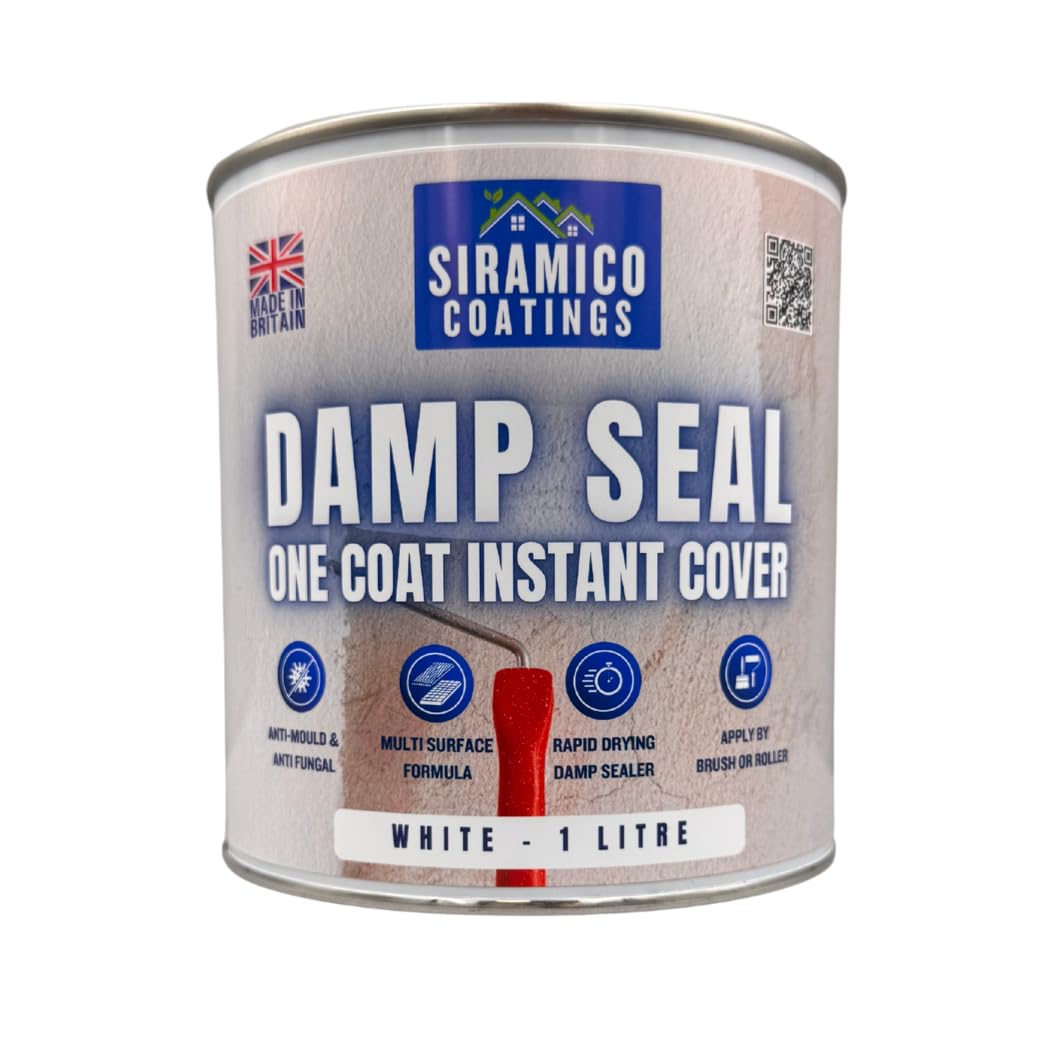 SIRAMICO COATINGS The Dampseal One Coat | Seals Damp And Mould Stains In One Coat By Brush Or Roller (White - 1 Litre)