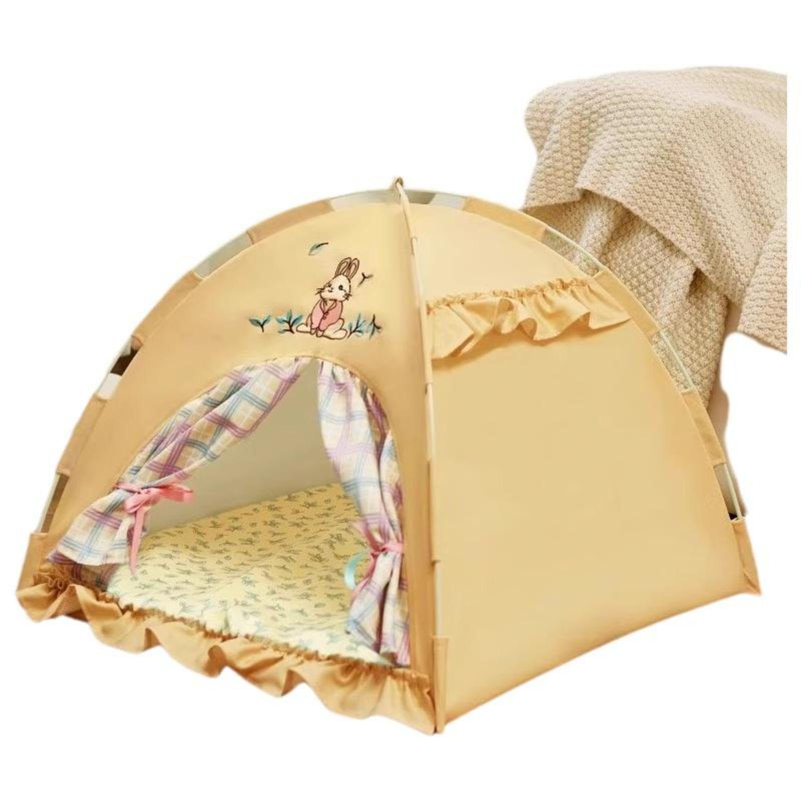 Cat Tent Bed Pet House Four-Season Removable and cleanable Enclosed Cave Suitable for Indoor and Outdoor Use Yellow Rabbit M-image-35