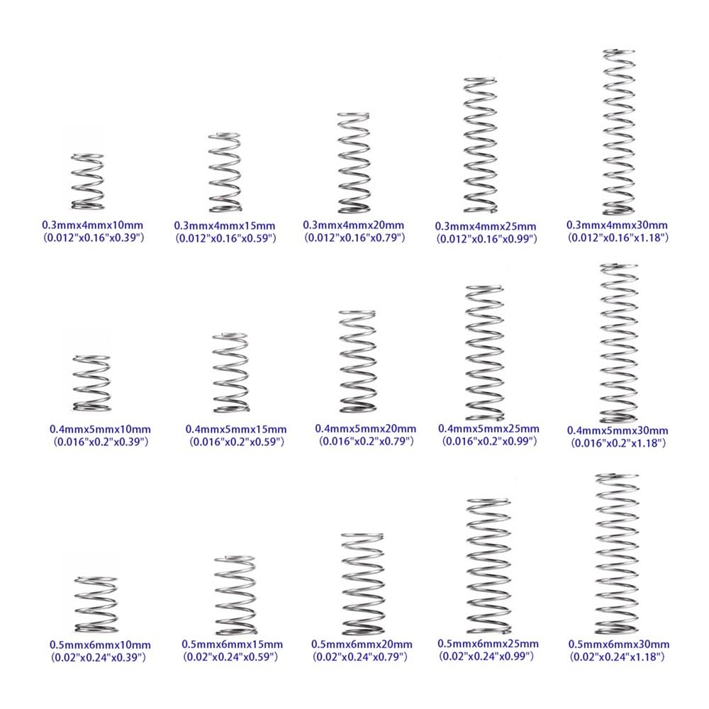 20 Pz/lotto 0.2mm In Acciaio Inox Micro Piccola Molla Di Compressione OD 1.5/2/2.5/3/3.5/4mm Lunghezza 5mm A 50mm - Foto 6