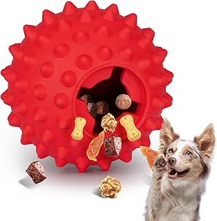 Dog Balls Treat Dispensing Dog Toys, Dog Toys for Large Dogs, Dog Chew Toy, Dog Treat Ball, Natural Rubber Spiky Dog Puzzle Toys, Interactive Dog Toys, Dog Enrichment Toys, Christmas Dog Toys