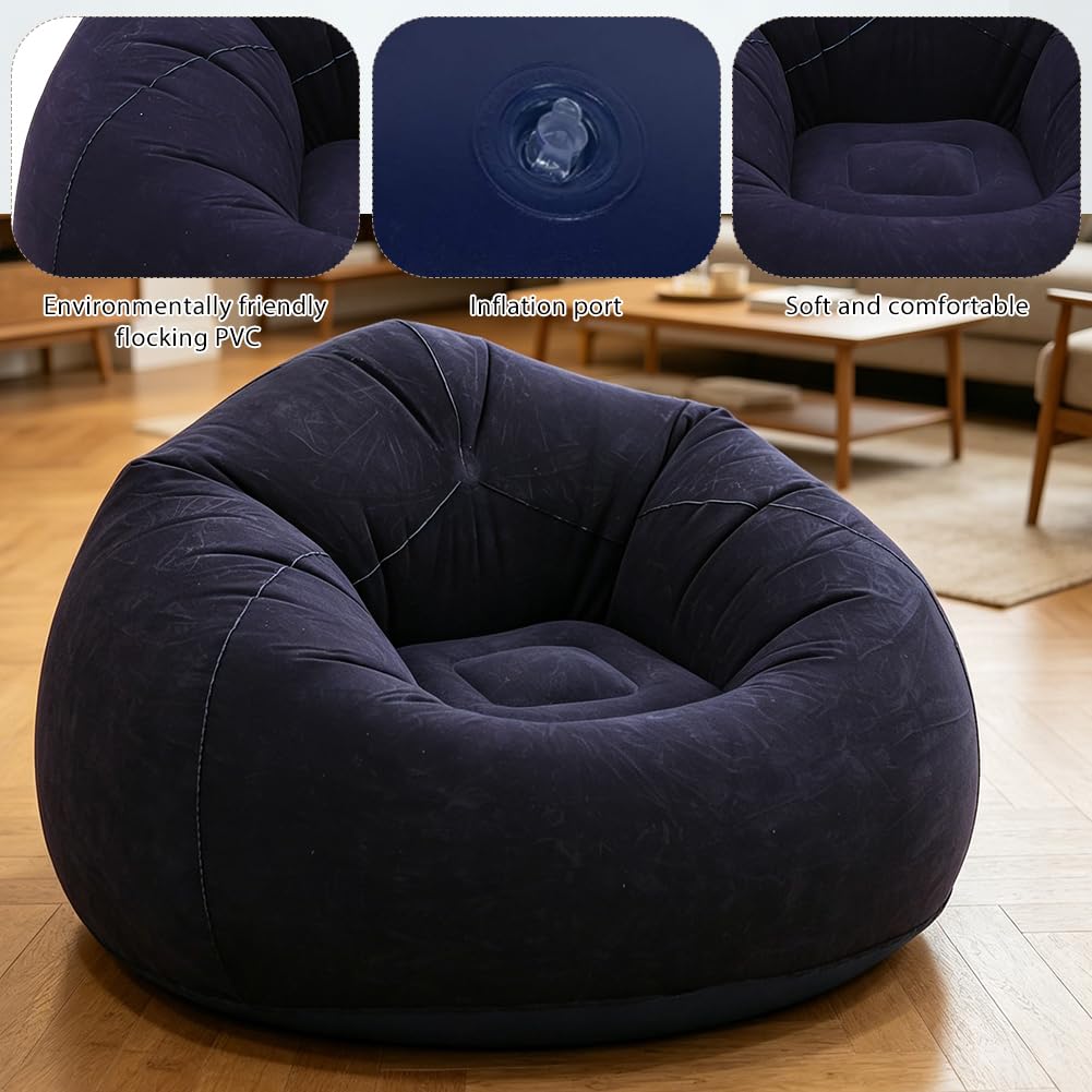 Divano gonfiabile e poltrona, Pouf gonfiabile, Poltrona Sacco Gonfiabile con Pompa Incorporata, poltrona gonfiabile, divano ad aria per esterni, campeggio, piscina e feste in spiaggia (Blu)