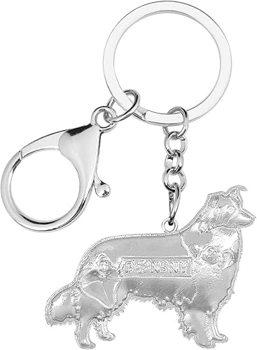 Miniatura 5 de BONSNY Llaveros esmaltados de metal con forma de corazón de diamantes de imitación Border Collie Dog Sheltie para mujer, bolso de coche, anillos,