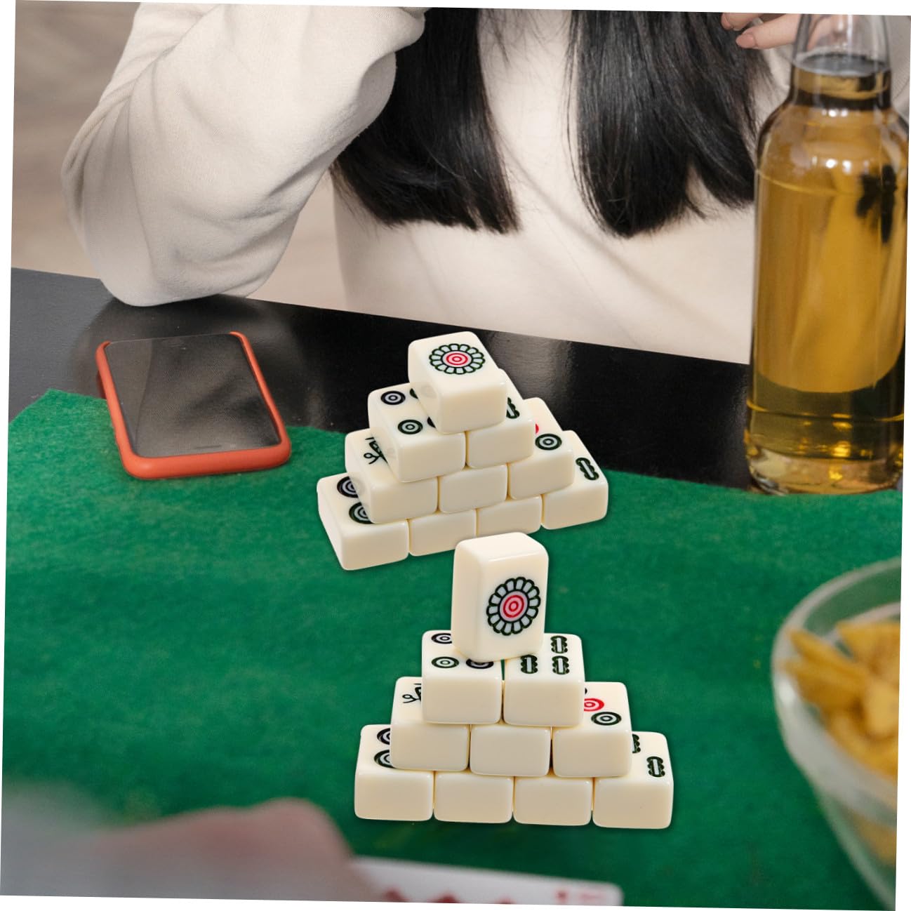 HEMOTON Mahjong Cinese Set Da Gioco Portatile in Mini Stile Accessorio Per Gioco Da Tavolo Giocattoli Per Mahjong Custodia