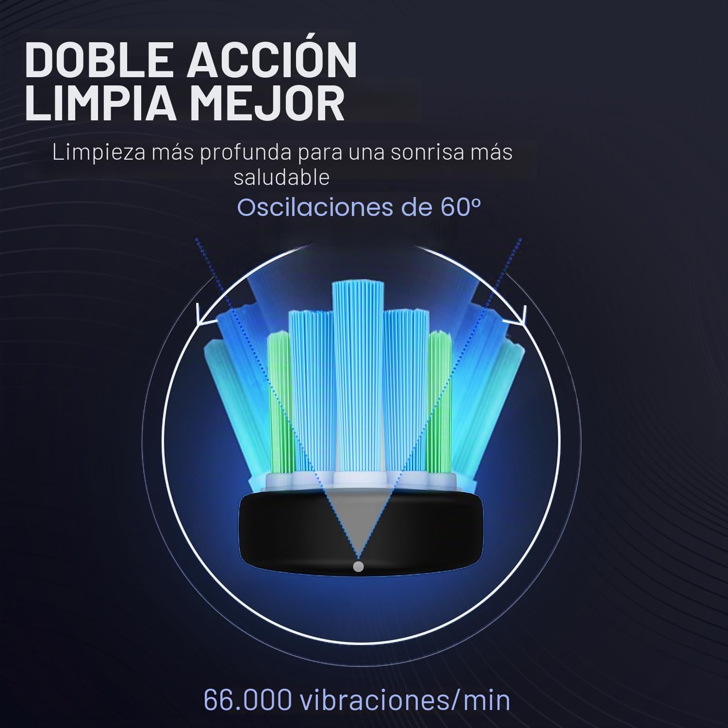 Wagner Stern VibroWave Plus - Cepillo de dientes eléctrico sónico con oscilación y vibración con 4 cabezales de cepillo. IPX7 resistente al agua.
