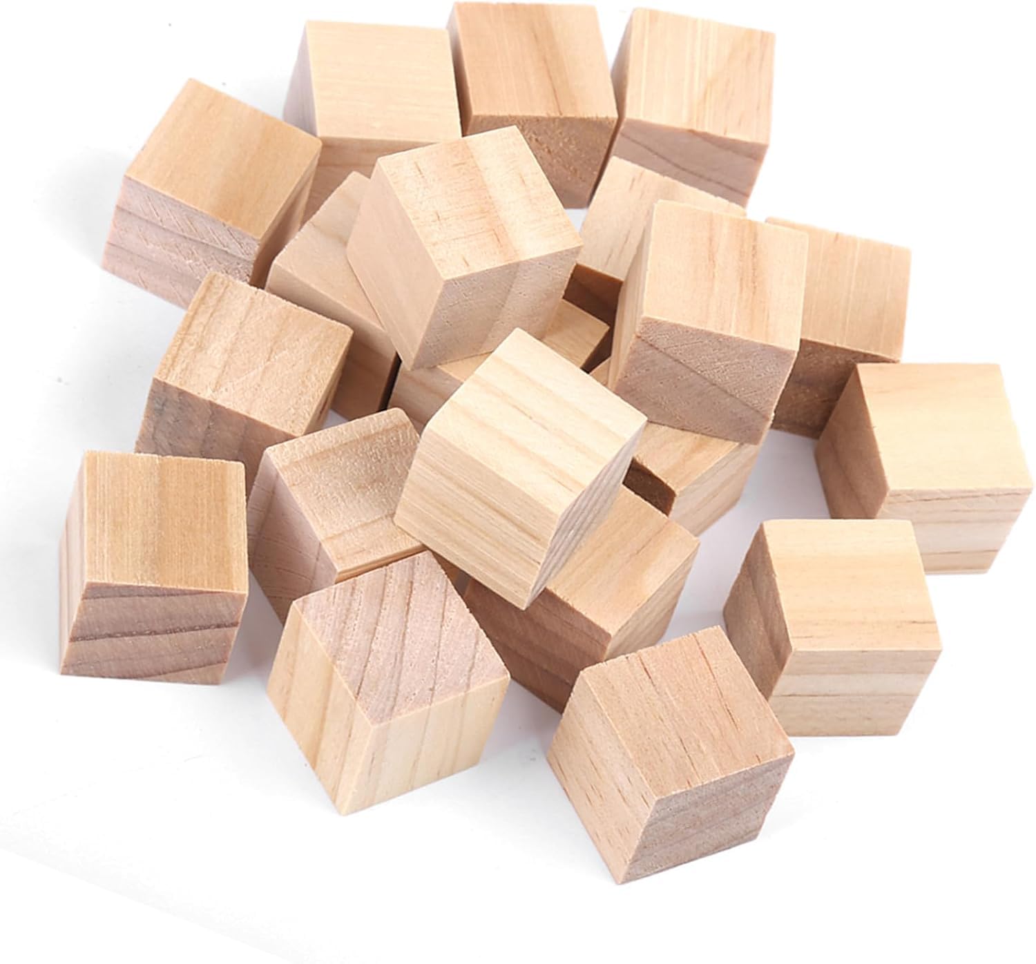 premium natural wooden cube blocks for diy arts and crafts, unfinished square wood cubes for painting, coloring, stacking, building, school projects, model making, home décor, educational activities and creative hobby projects pack 20
