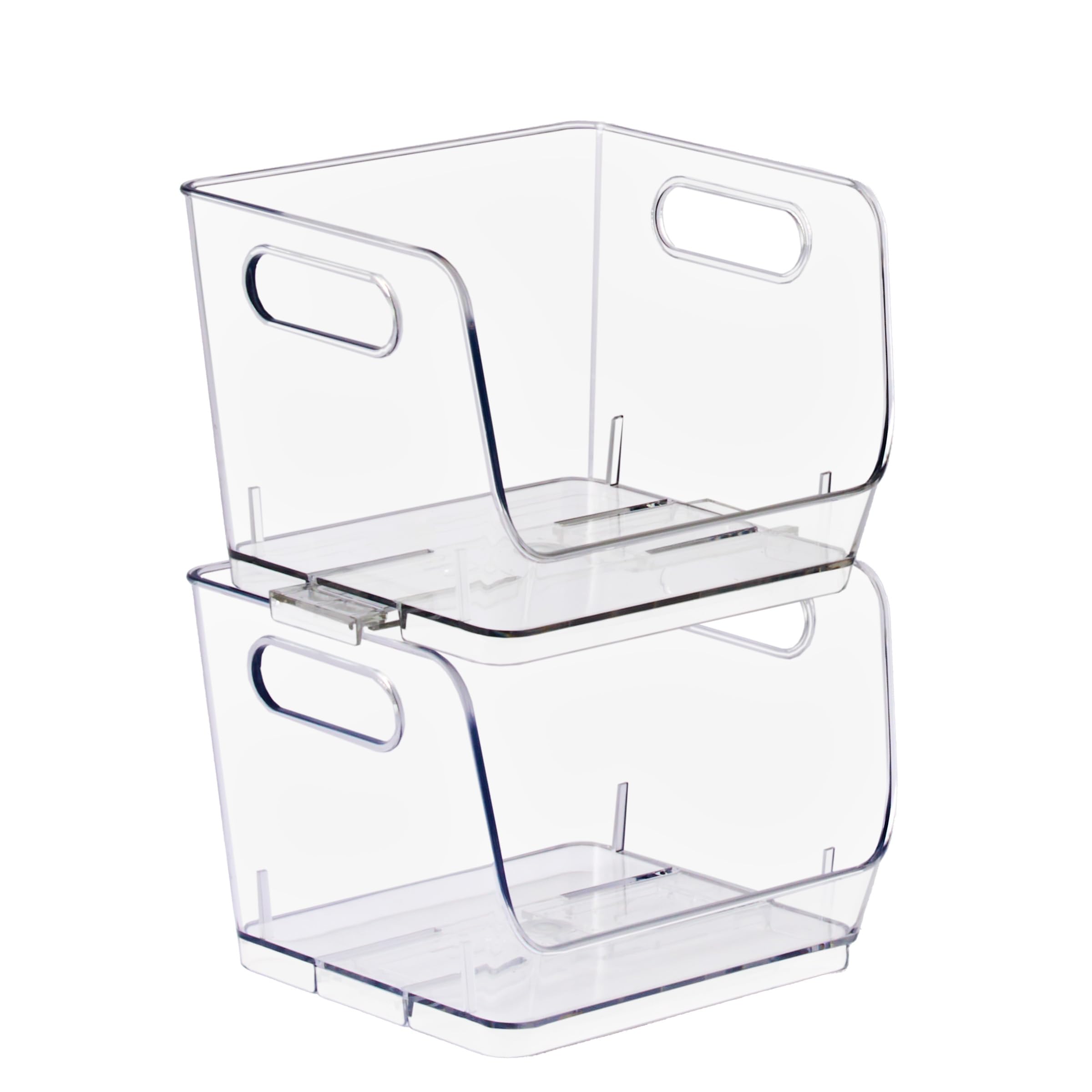 sorbus stackable storage bins open front, clear stackable storage bins, pantry bins for storage and organization, acrylic stackable bins for kitchen, clear pantry organizer bins (small square 8 pack)