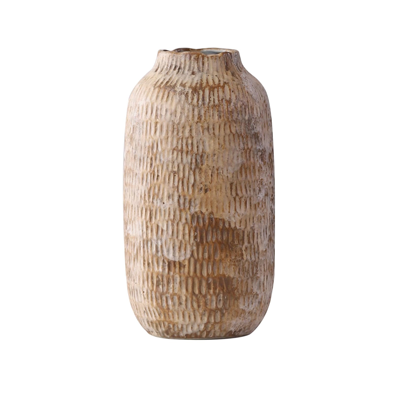 Farmhouse Decorative Vase, Retro Round Ceramic Vase, for Hotel, Table, Entrance Hall, Corridor, Handmade Rough Texture Design(Size:12 * 12 * 25.5CM,Color:A)