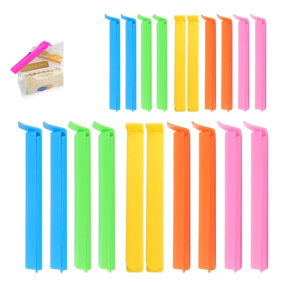 40 PCS Food Storage Bag Clips Plastic Sealing Bag Clips in 2 Sizes, Multicoloured Reusable for Food Storage for Sandwiches and Snack Bags