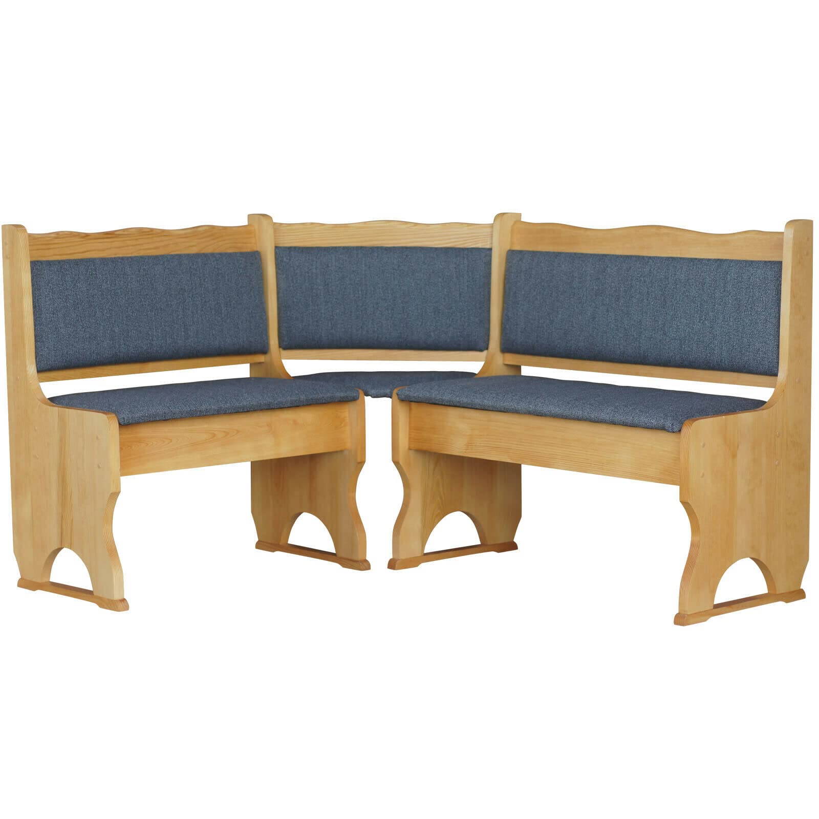 k koma Imbottitura Panca angolare in legno di pino, colore Alder con imbottitura in legno massello – nuovo grigio scuro (120 x 200)