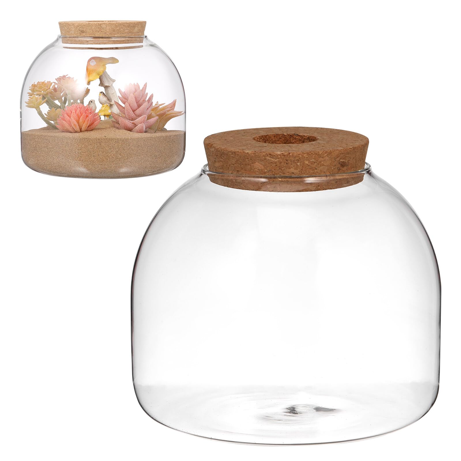 BESPORTBLE Terrario Ecosistemico in Vetro con Tappo in Legno, Vaso per Micro Paesaggi e Piante Idroponiche, Contenitore Decorativo per Giardinaggio Indoor e Idee Fai da Te