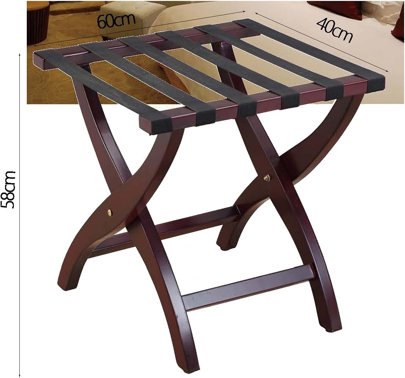 Folding Shelf Luggage Rack Dinner Plate Rack Solid Wood Landing A Shelf for Clothes,Luggage Rack Hotel Suitcase Stand, for Hotel Bedroom