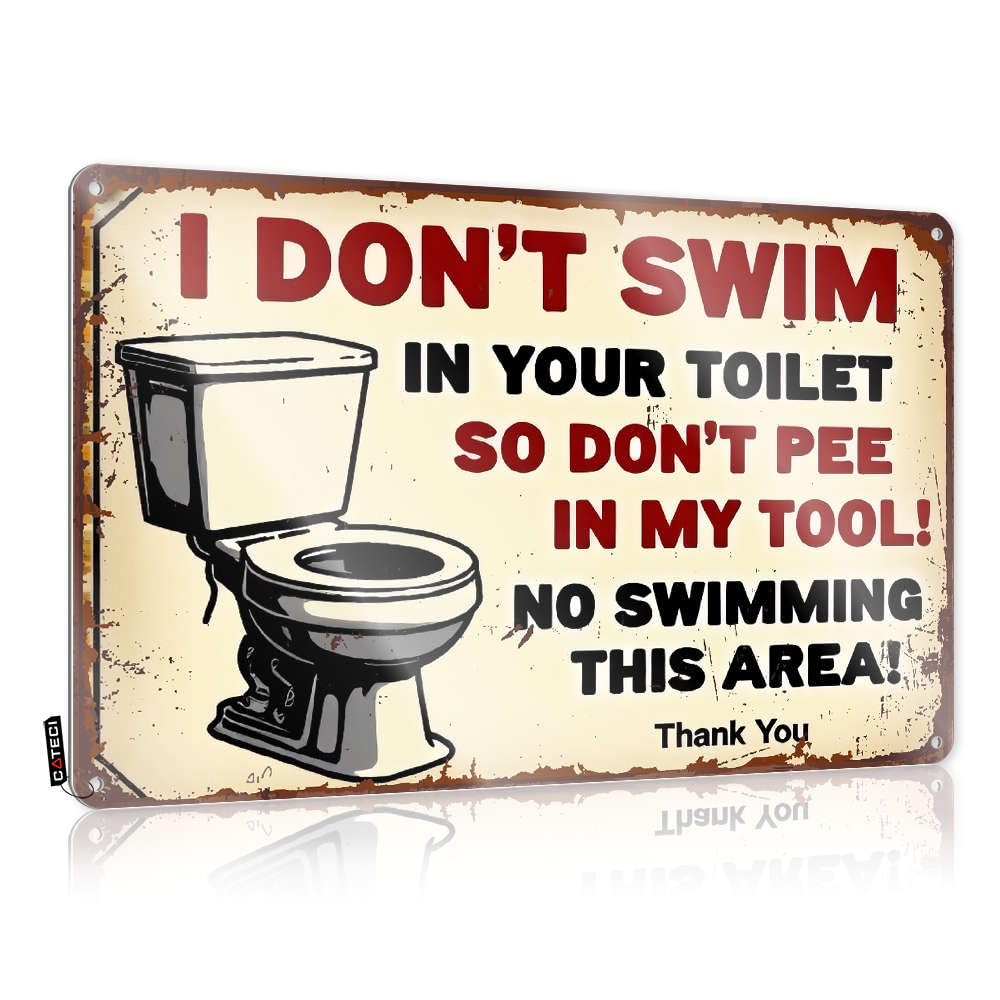 Tin Metal Decor Hanging Shed Rustic Presents No Swimming In The Toilet. - Easy To Hang Art(30X40CM)