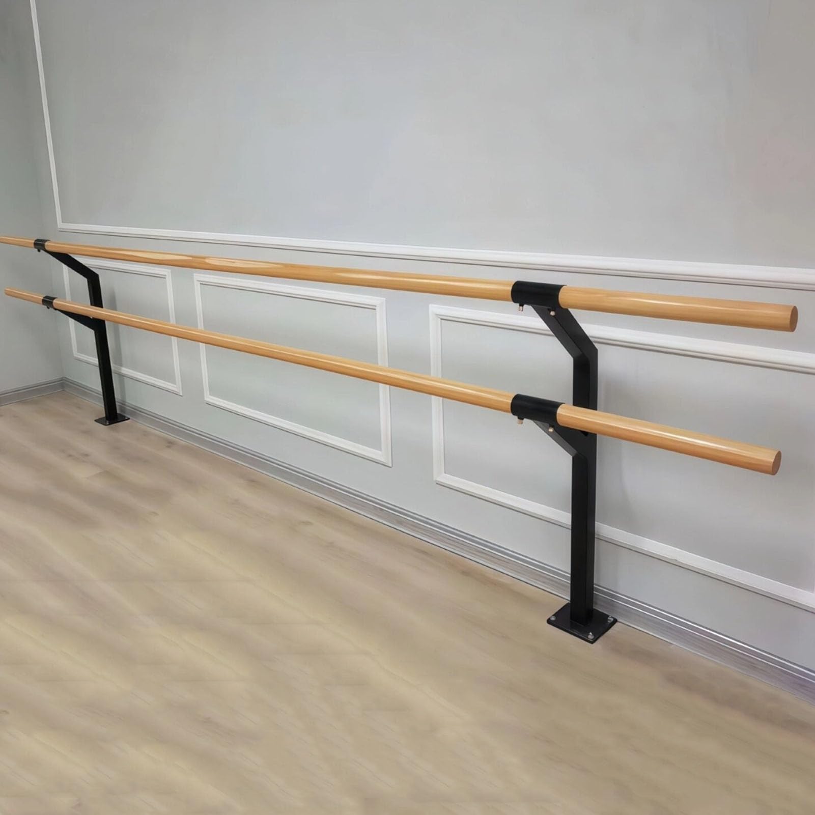 Barra de estiramiento de madera de barra de ballet doble independiente portátil,Barra de baile fija en el suelo poste de práctica profesional,Barra de Baile Elástica para Entrenamiento en Casa