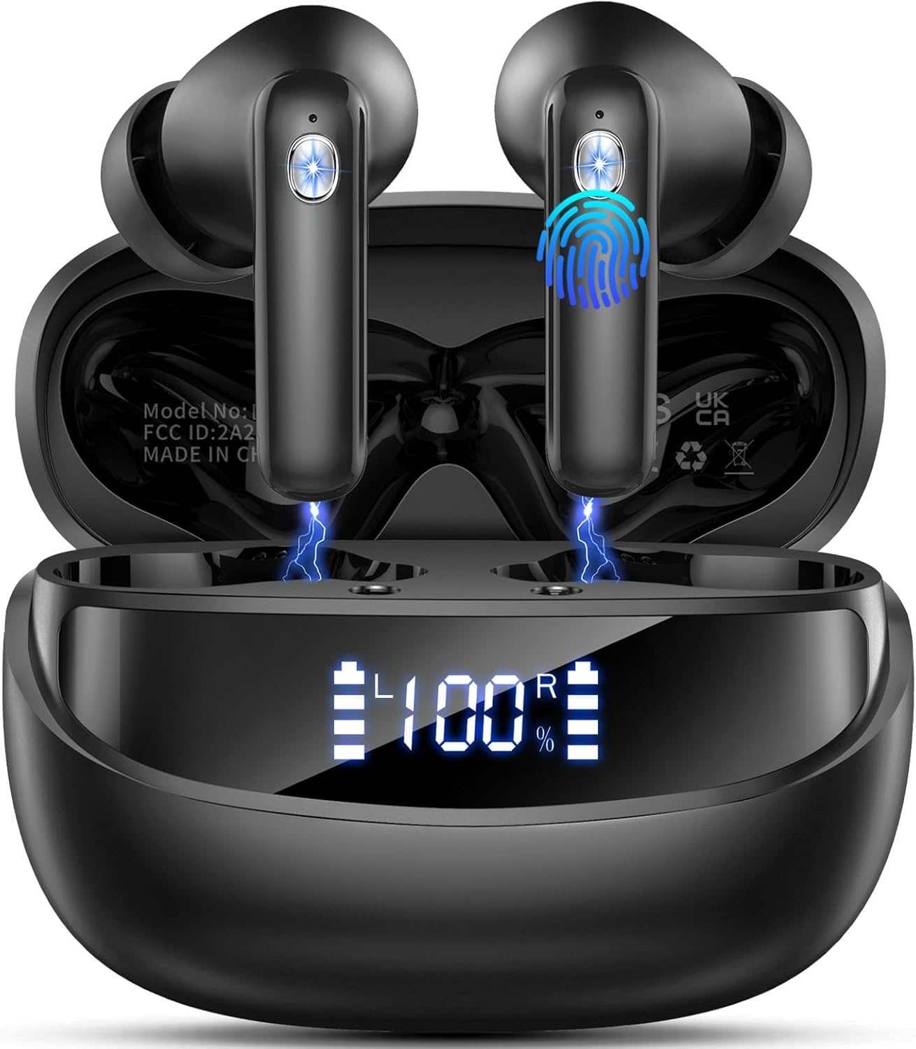2026 Kopfhörer Kabellos Bluetooth 5.4, Bluetooth Kopfhörer, 4 ENC Noise Cancelling Mics, 50 Std Spielzeit, HiFi Stereo, IP7 Wasserdicht, Ohrhörer mit LED Anzeige, In Ear Kopfhörer Kabellose Kopfhörer