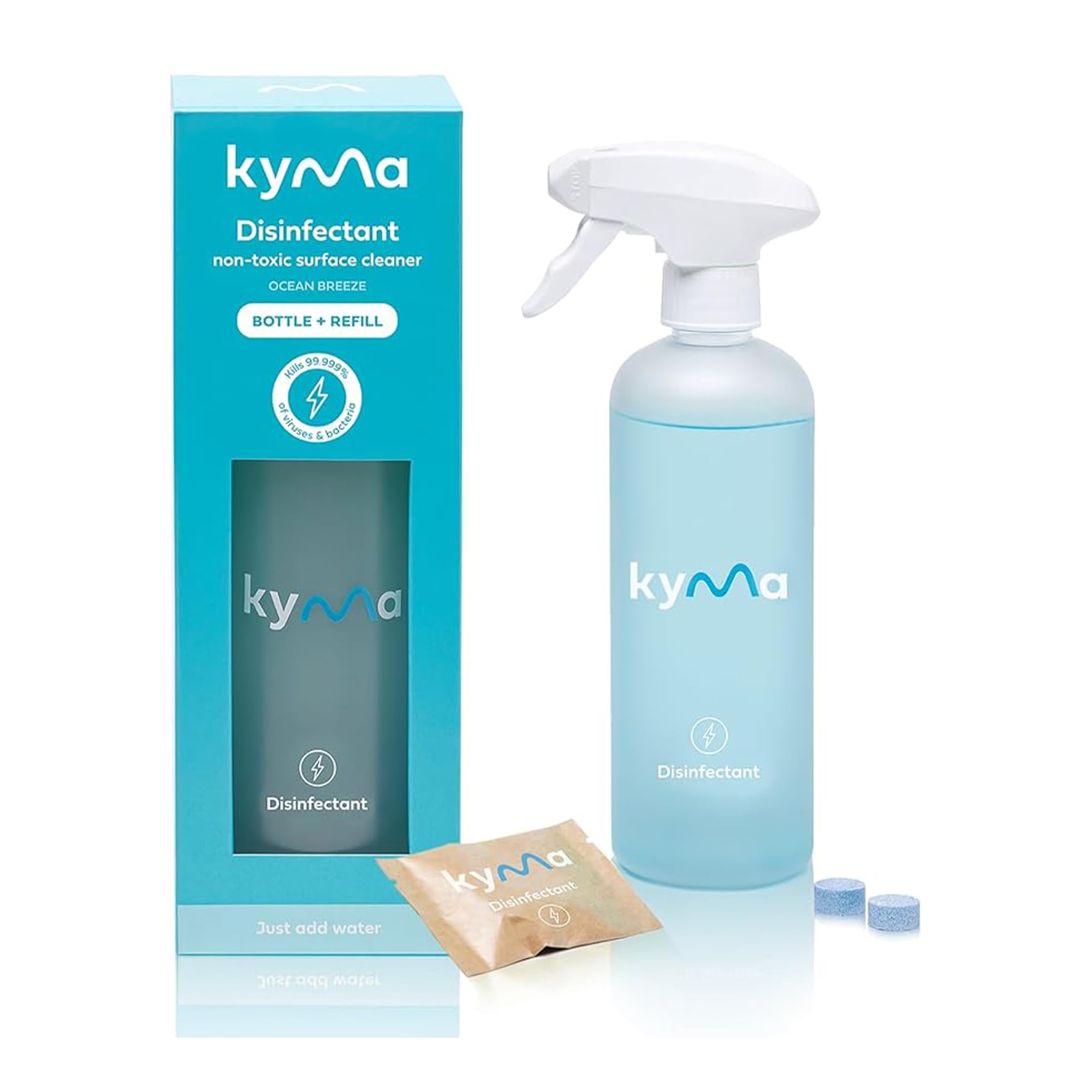 Disinfectant Single Kit, Non-Toxic, Eco Friendly, Fights Viruses & Bacteria, Disinfects Surfaces, 500ml (Makes 1x 500ml Bottle of Disinfectant)