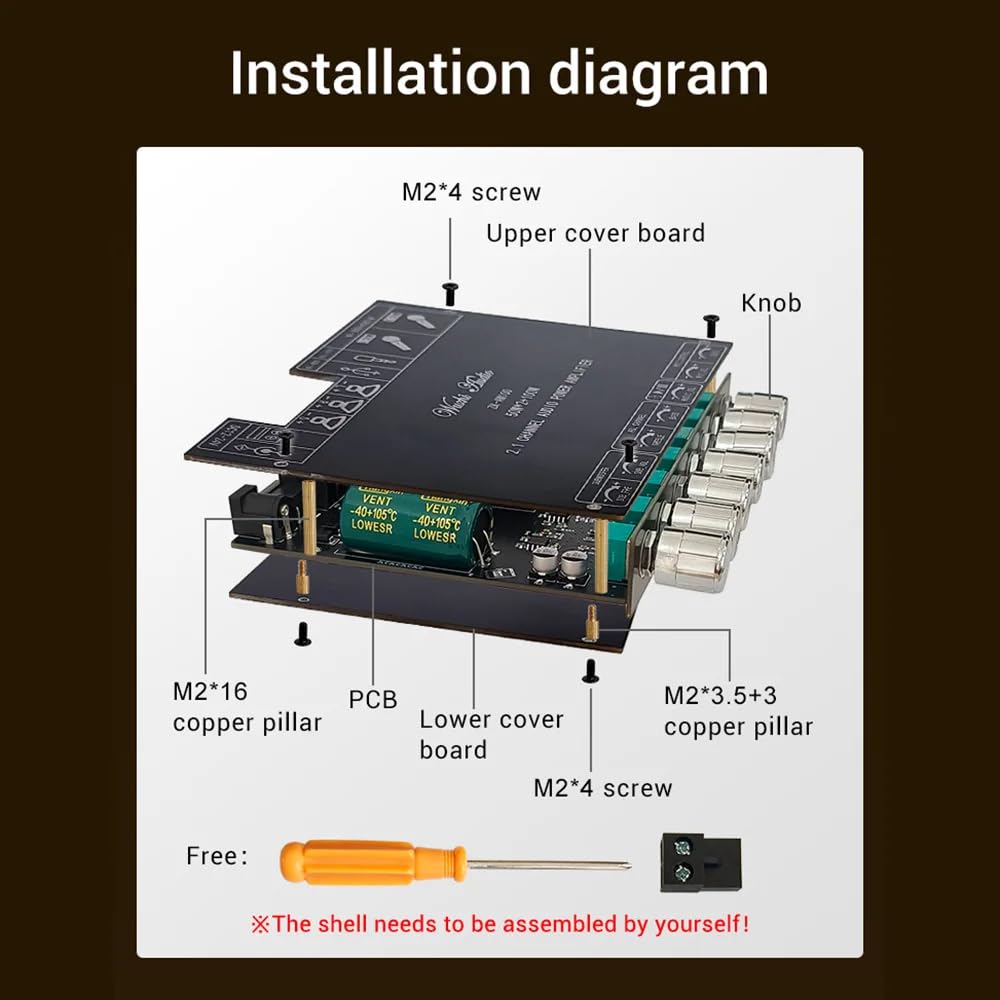 DollaTek Carte d'amplificateur Bluetooth 2.1 canaux 50+50+100 W Amplificateur de Classe D avec Module d'entrée Microphone adapté au système KTV DIY AM100