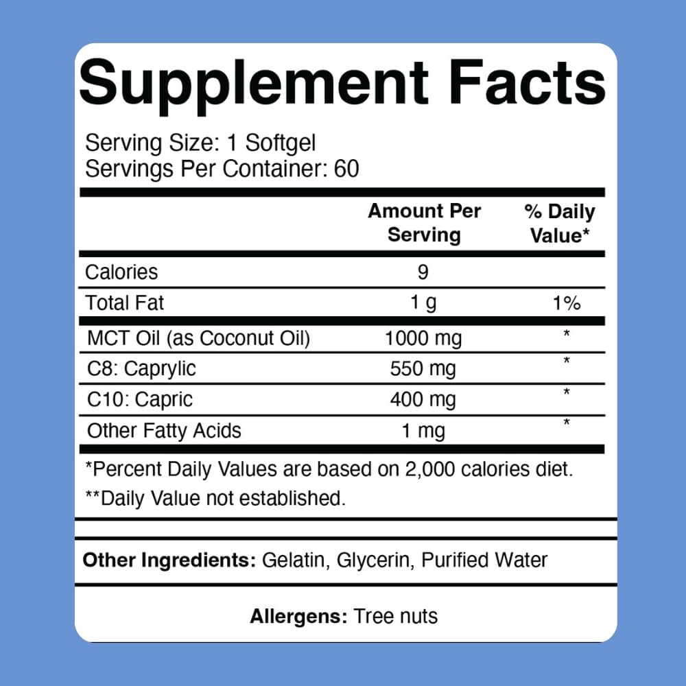 Dr. Colbert, MD MCT Oil Softgels | by Keto Zone & Divine Health | 1000mg from Organic Coconuts | 60 Softgels