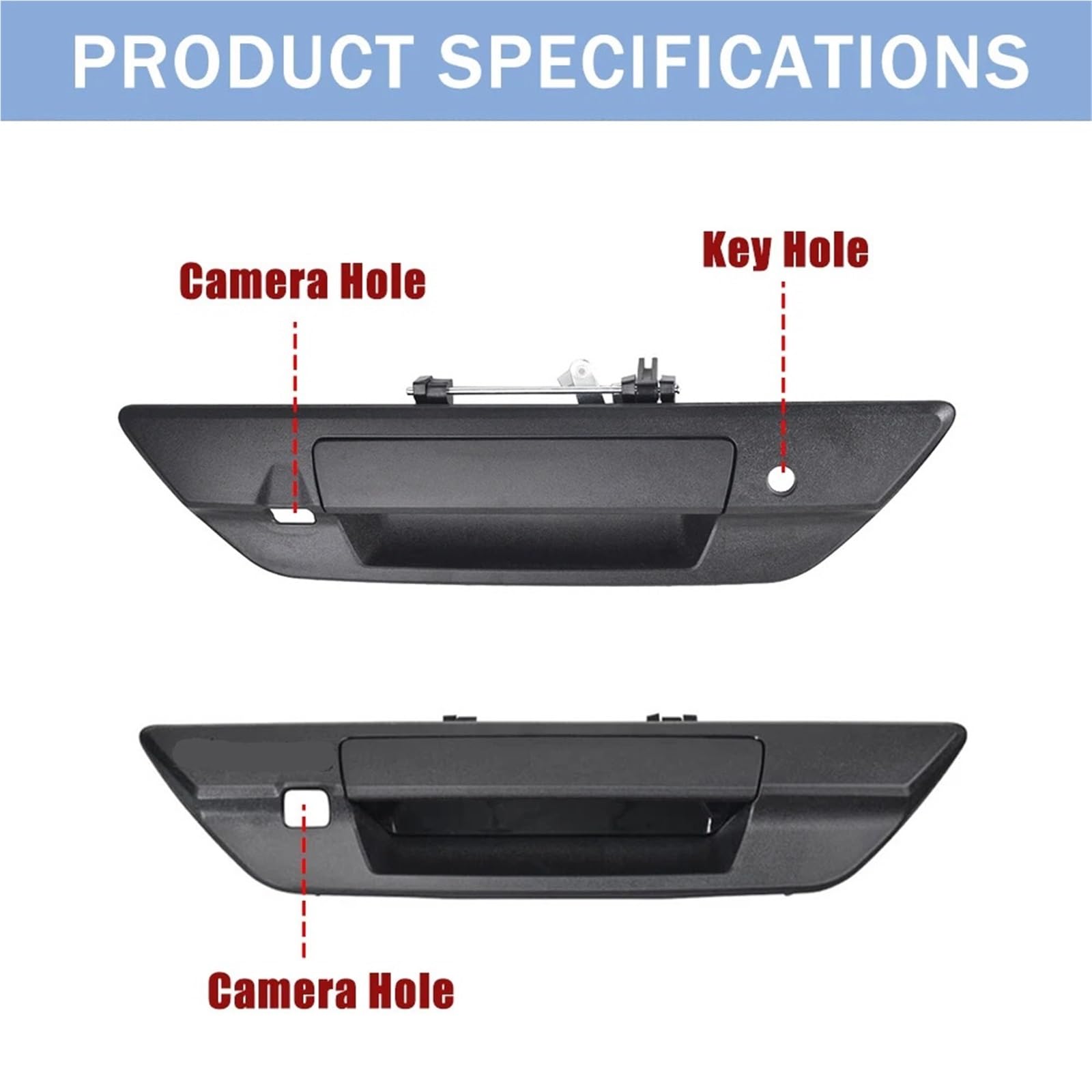 fundas de manija para puerta Trim Manija de puerta trasera con orificios para llave cámara 69090-0K110 690900K110 Compatible Toyota Hilux Revo 2015-2018 Manilla Tirador Lateral(Silver A)