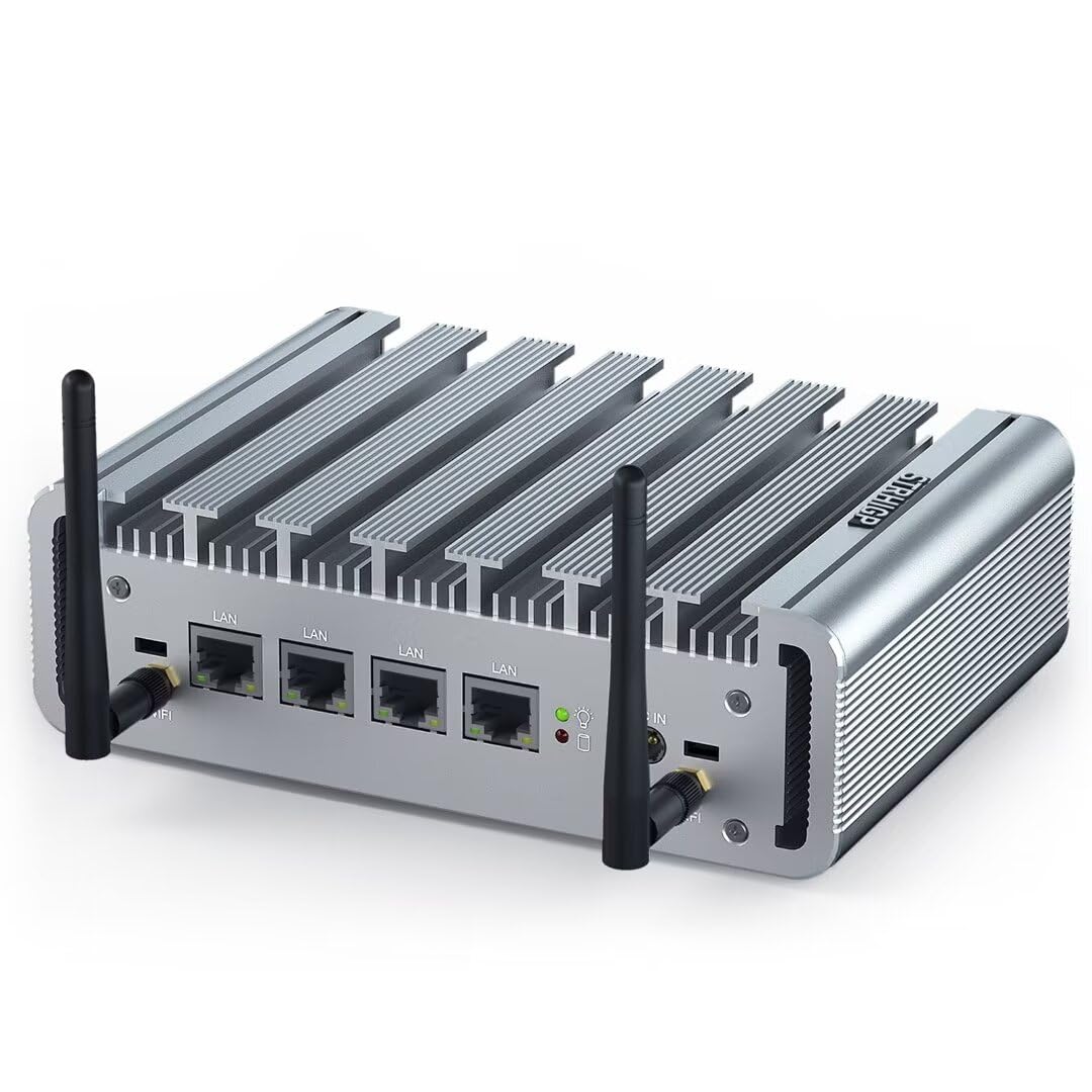 Fanless Mini PC Firewall Appliance N100, 32GB RAM DDR5+1TB NVMe SSD, 4USB WiFi 2.5GbE LAN, Soft Routing Mini PC Small Server Apoyo VPN AES-NI Ubuntu Debian Vmware ESXi Centos