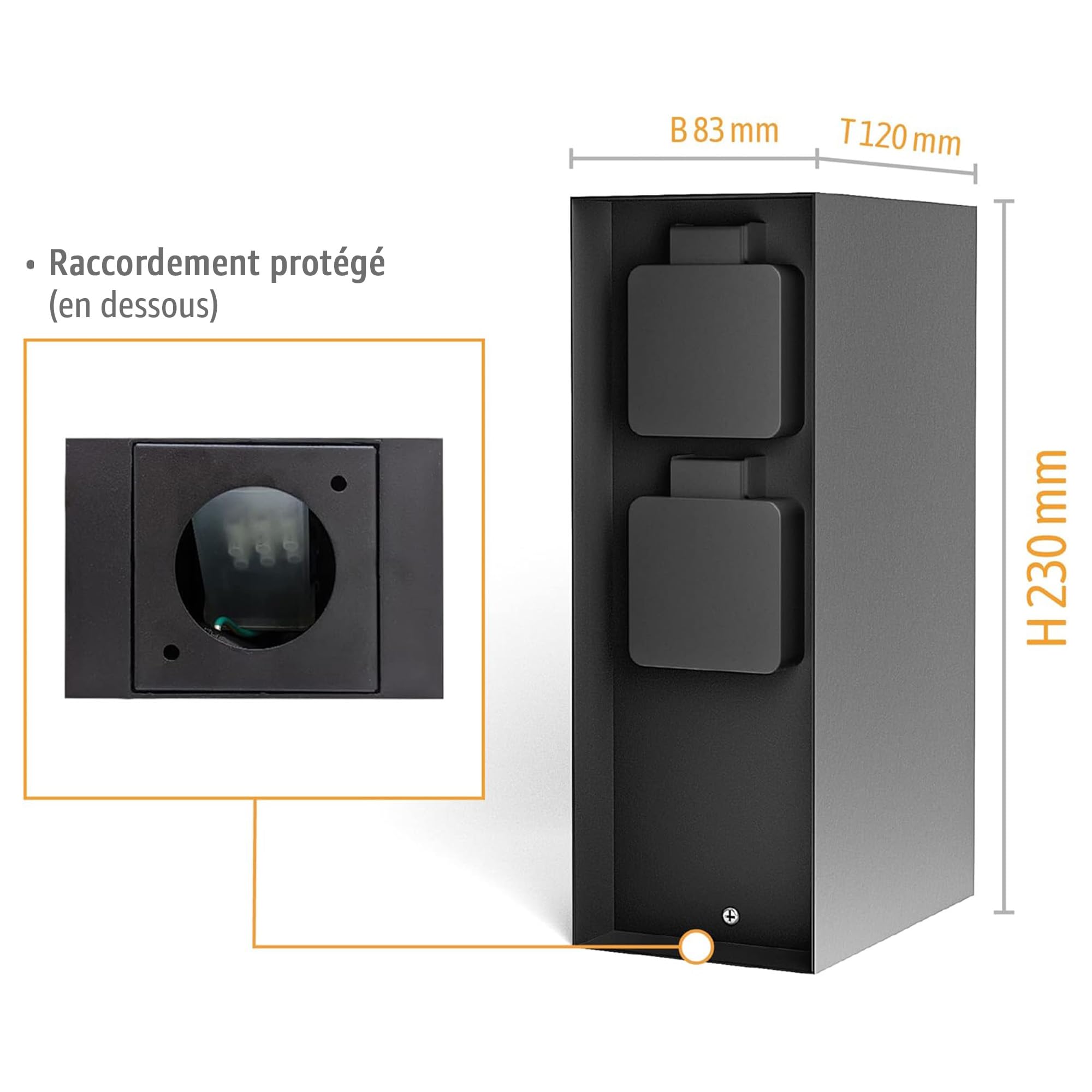 SSC-LUXon ZAVO Colonne de prise d'extérieur Wi-Fi noir avec 2 prises - Prise extérieure intelligente IP44 compatible avec Amazon Alexa