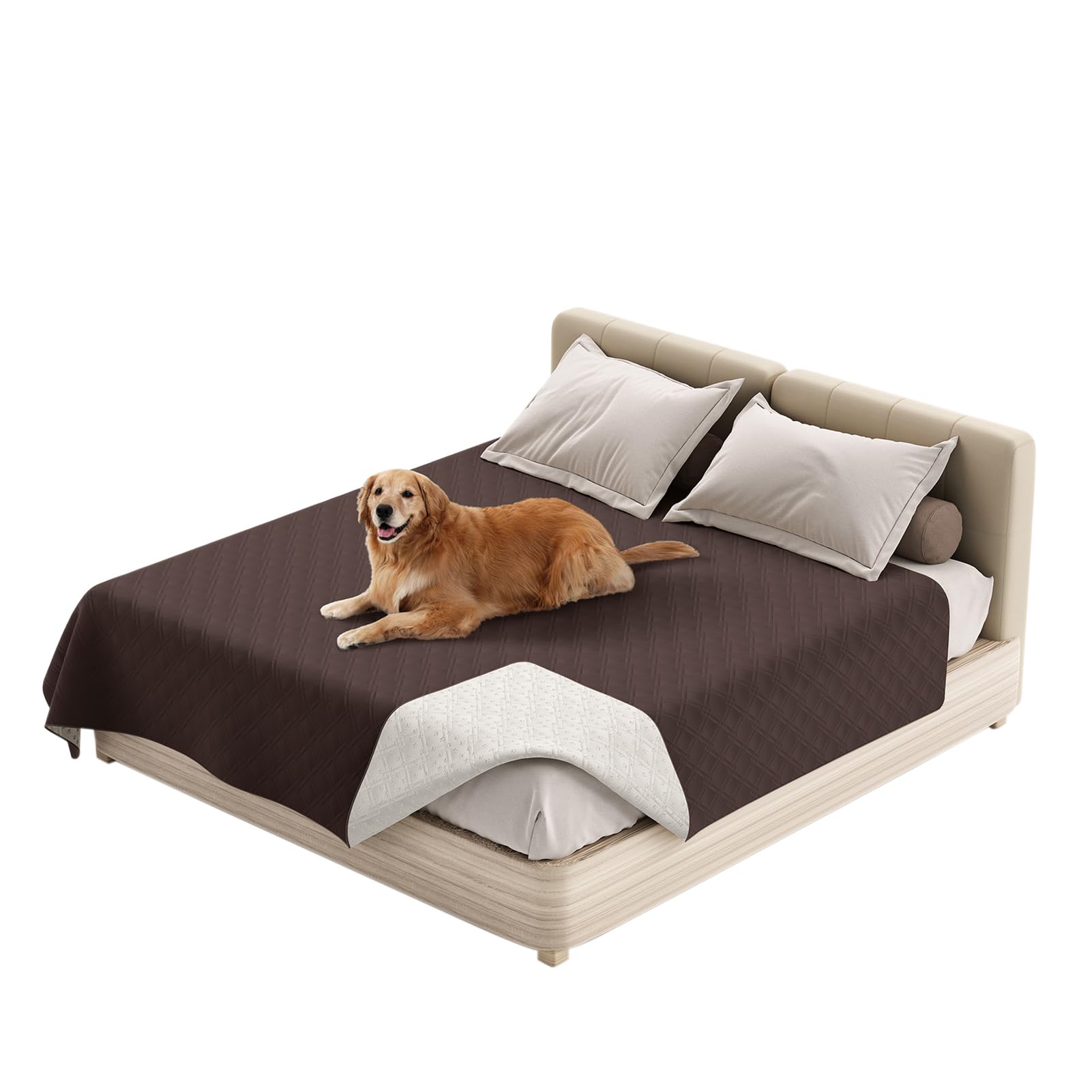 Manta para Perros, Manta Lavable Suave Reversible para Mascotas, Mantas Impermeables para Perros para Cama, para Cama, sofá, Muebles (82x102 in,MarróN)