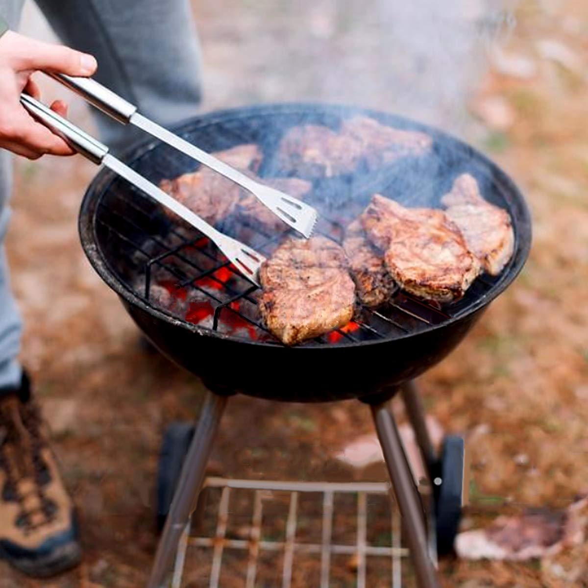 TOPCHANCES Lot de 20 ustensiles de barbecue en acier inoxydable de qualité supérieure pour le camping Idéal comme cadeau de Noël d'anniversaire pour papa