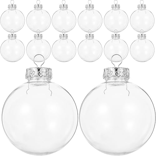 Baluue 20 bolas de adorno transparentes rellenables de Navidad, bolas de manualidades, decoración del hogar, adornos colgantes de Navidad para