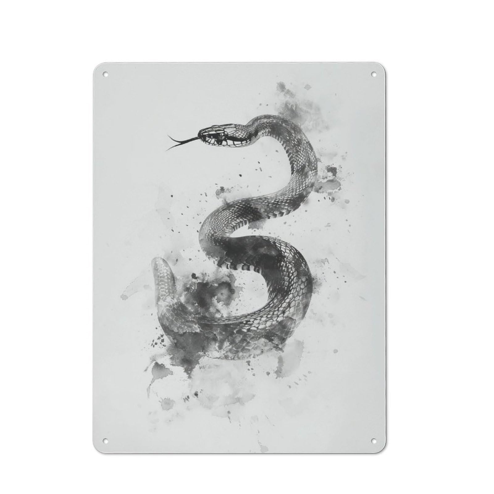 Junmoney Coral Snake Watercolor Retro Metal Wall Sign 40X30cm With For Home Bar Wall, A Housewarming Gift For Hosts Who Enjoy Retro Interiors