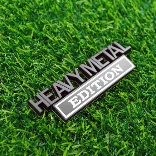 Image of Pair Set Heavy Metal Edition Emblem 3D Fender Badge Decal Sticker Nameplate for Universal Vehicle, Car, Truck, SUV Motorcycle Accessories (Black White)